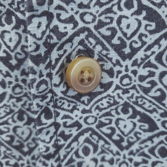 Eddie Bauer Shirt Mens XL Black Blue Geometric Linen Short Sleeve Button-Up - Picture 4 of 9
